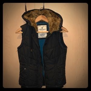 American Eagle Outfitters Fur Hooded Vest